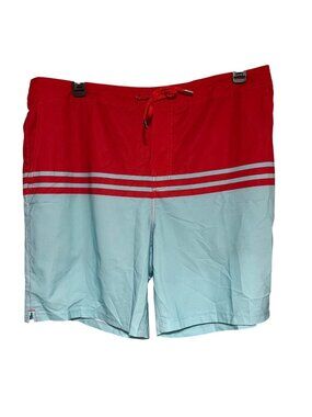 Fair Harbor Mens Red & Blue Striped Swim Trunks Size XXXL